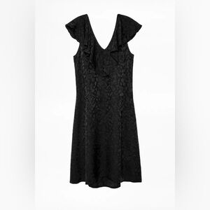 Zadig & Voltaire Black Silk Dress with Ruffle V-Neck